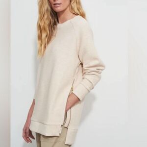 VARLEY Manning Sweatshirt Ribbed Ottoman Sz XS Longline Relaxed Cream